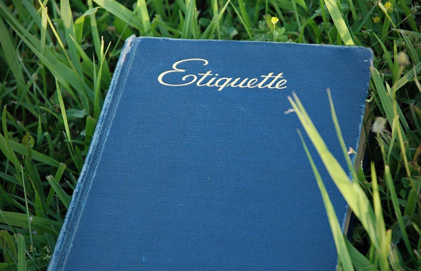 An image of a book with the title "Etiquette"