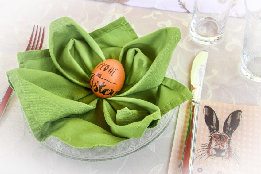 image of green folded napkin