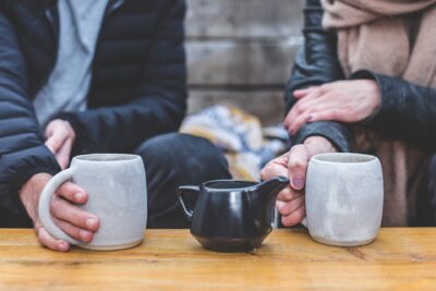 Image of woman and man drinking tea