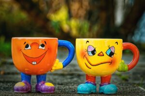 Image of two funny tea cups