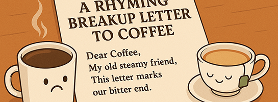 Imge with text Rhyming brakup letter to coffee