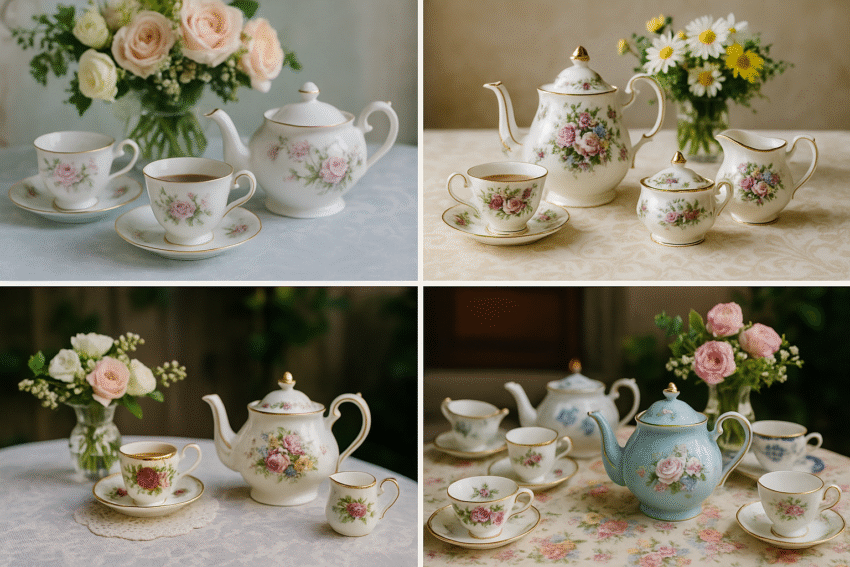 image montage of pretty teasets