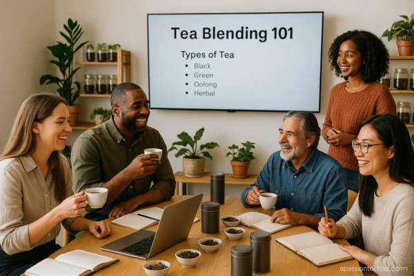 image of tea masters around a table