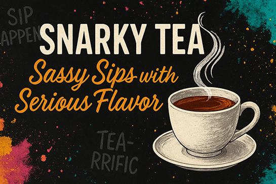 Image with text Snarky Tea Sassy Sips with serious flabor
