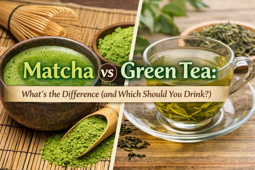 Header image with text Matcha vs Green Tea