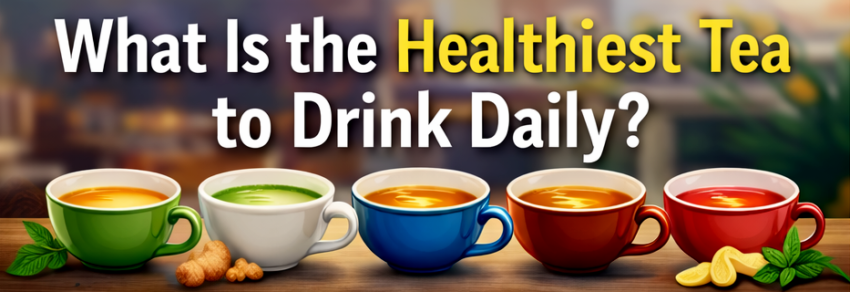 Header Image with Text Wht's the healthist tea to drink